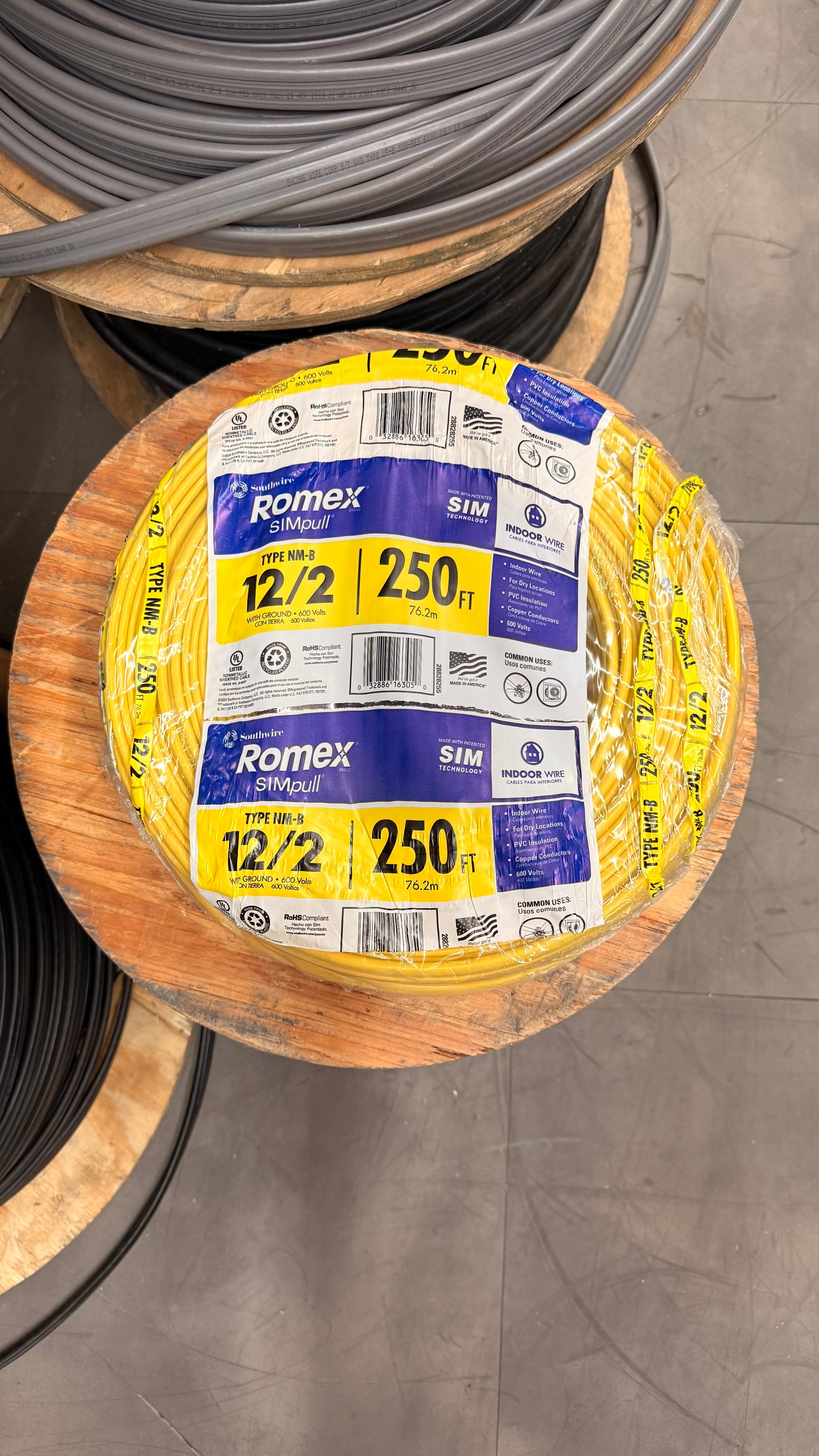 250 ft. 12/2 Solid Romex SIMpull CU NM-B W/G Wire *Pick up only ...