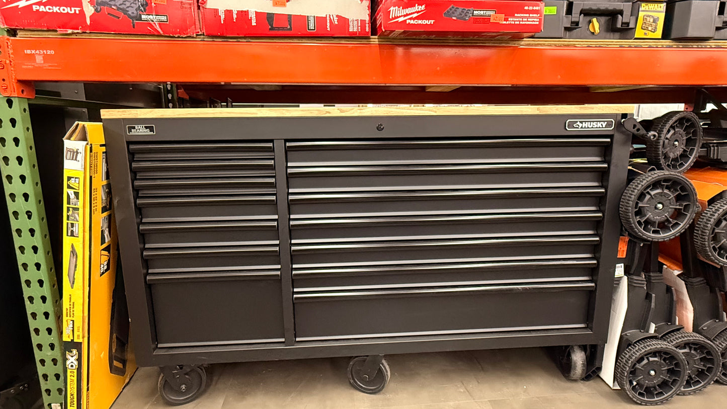 HUSKY Job Site Metal Tool Box with Wooden Top *Pick up only*