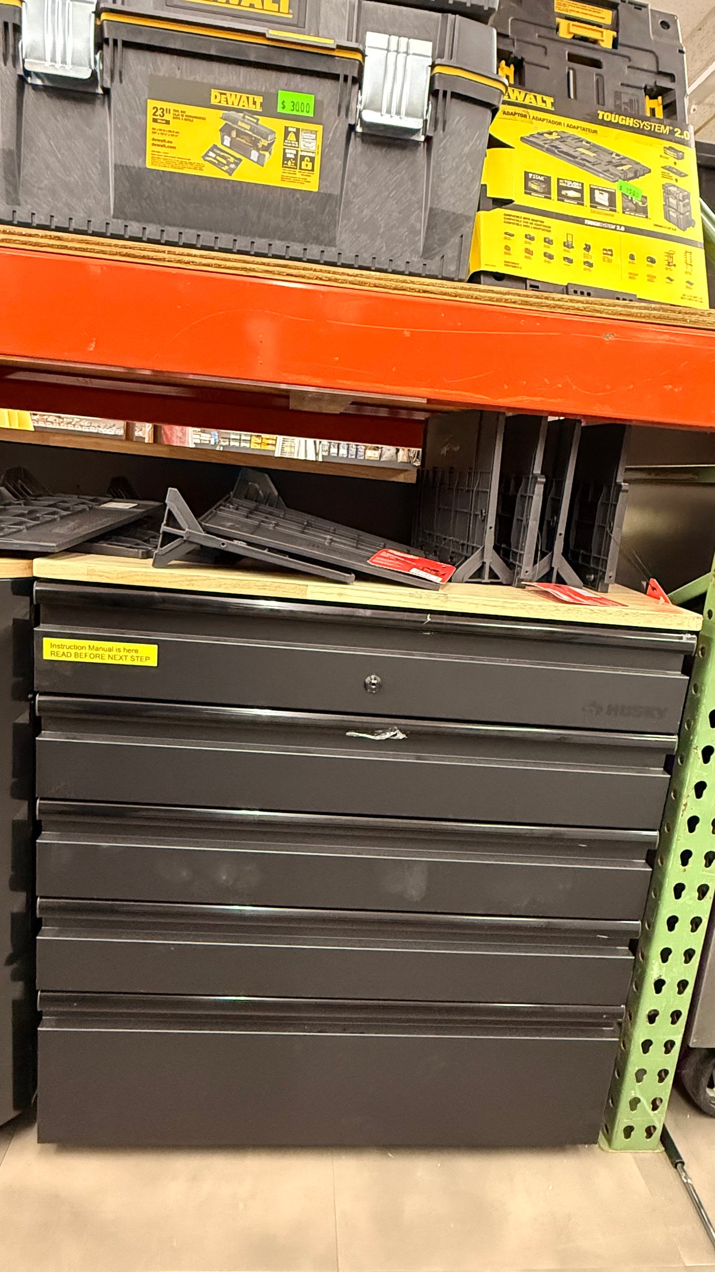 HUSKY Small Job Site Metal Box with Wooden Work Top 5 Drawers *Pick up only*