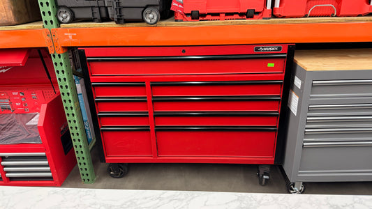 Husky Red and Black Metal Rolling Job Site Tool Box *Pick up only*