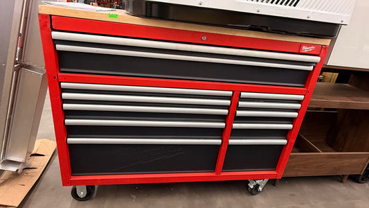 Milwaukee Rolling Metal Tool Box with Wooden Work Top *Pick up only*