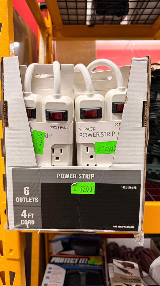 2 Pack 4ft Cord Power Strip with 6 Outlets