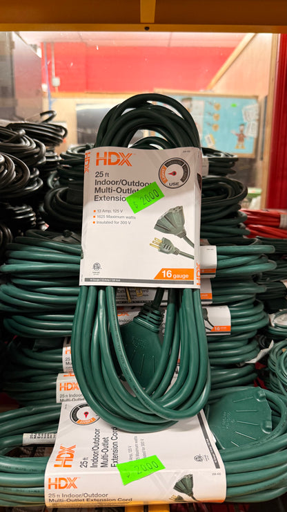 HDX 25ft Indoor/Outdoor Multi-Outlet Extension Cord