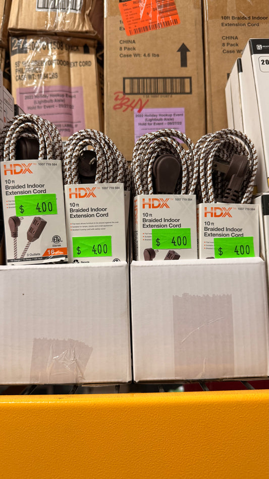 HDX 10ft Braided Indoor Extension Cord with Flat Head