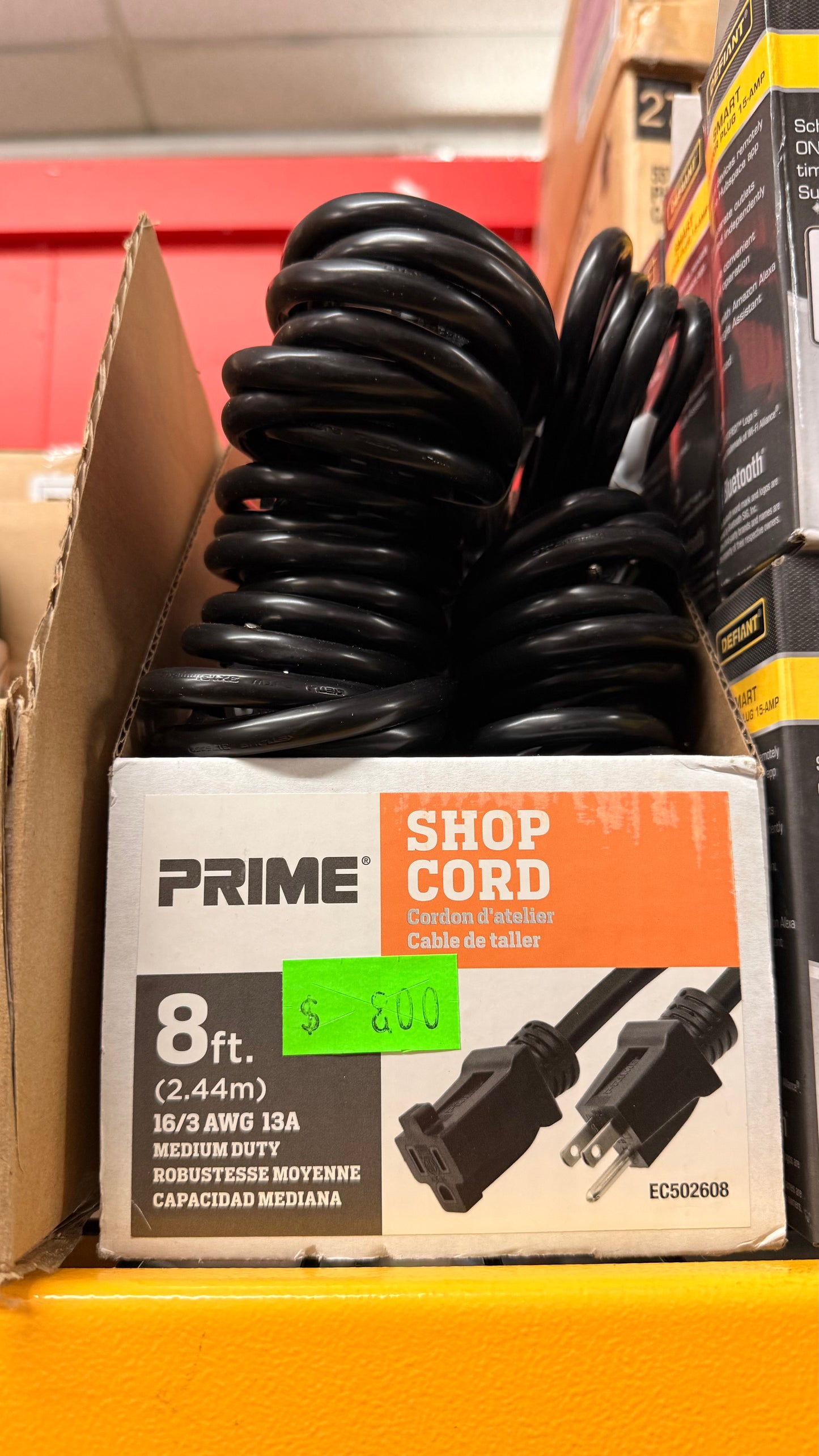Prime 8ft Shop Cord (2.44m) 16/3 AWG