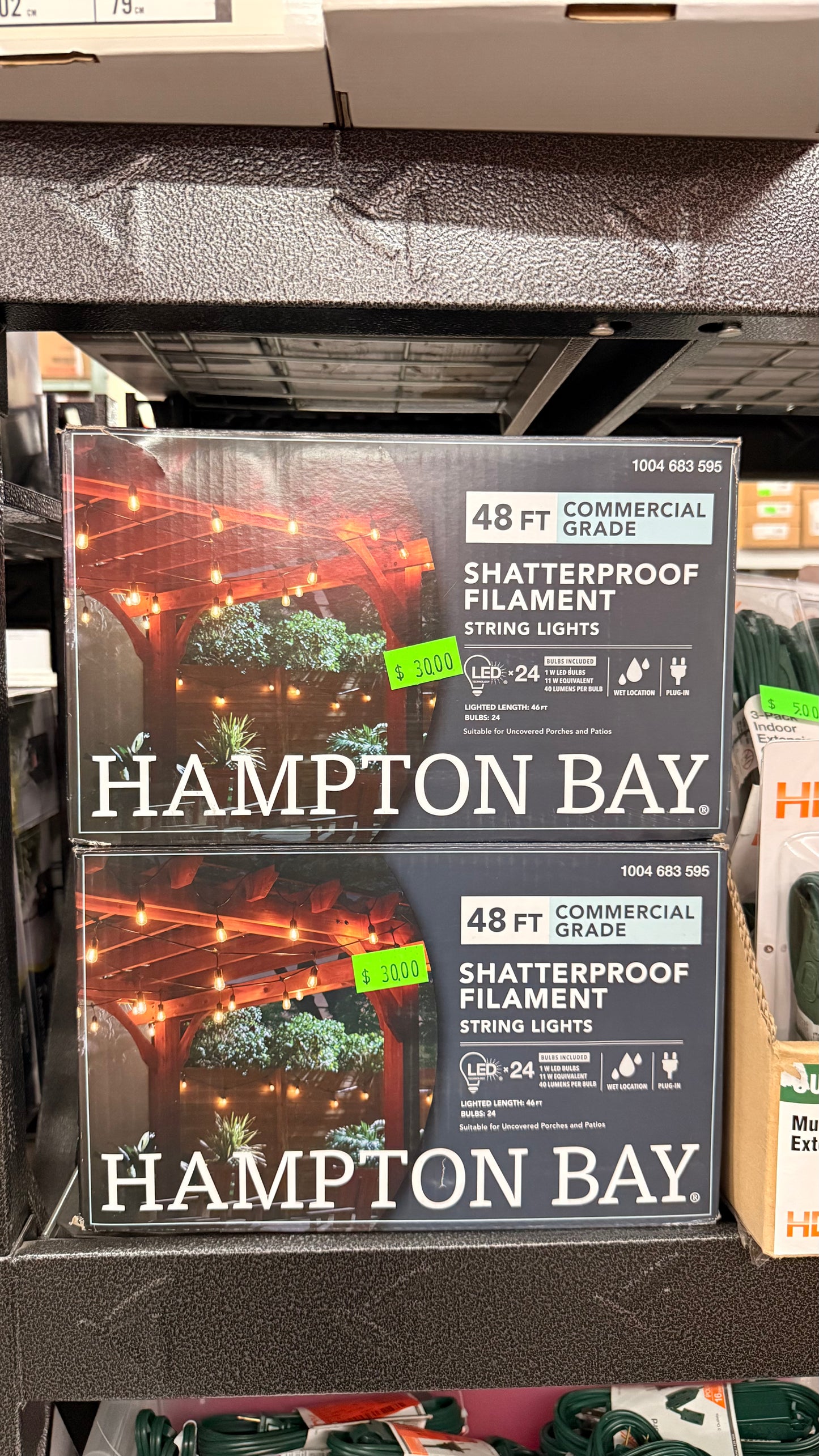 Hampton Bay 48ft Commercial Grade Shatterproof Filament String Lights
