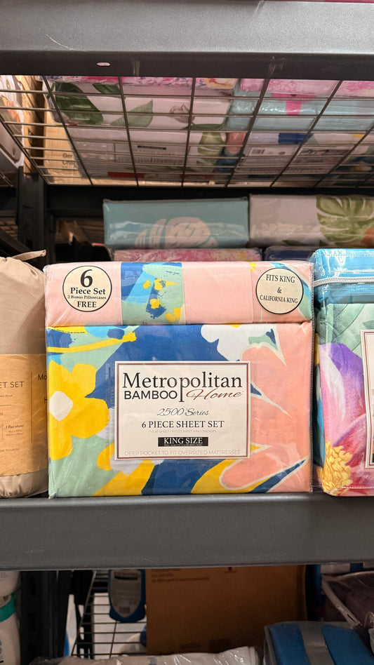 Metropolitan Bamboo 6 Piece King Size Sheet Set (Multicolored Floral)