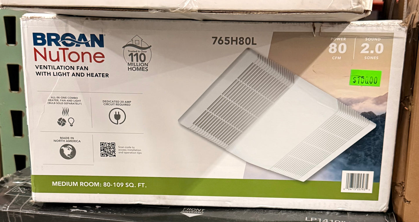 Broan NuTone Ventilation Fan with Light and Heater