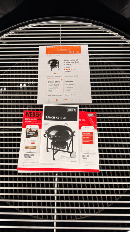 Weber Ranch Kettle 37in Charcoal Grill *Pick up only*