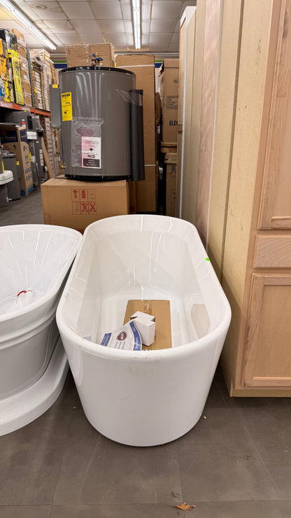 Carissa 60" Free Standing Acrylic Soaking Tub with Center Drain, Drain Assembly, and Overflow *Pick up only*