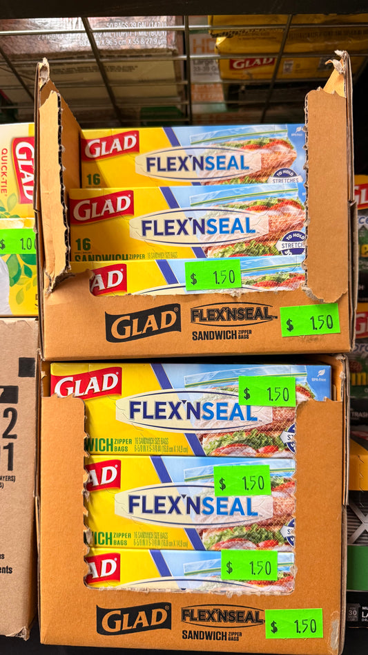 Glad Flex ’n Seal Sandwich Bags 16 Count (24 Pack)