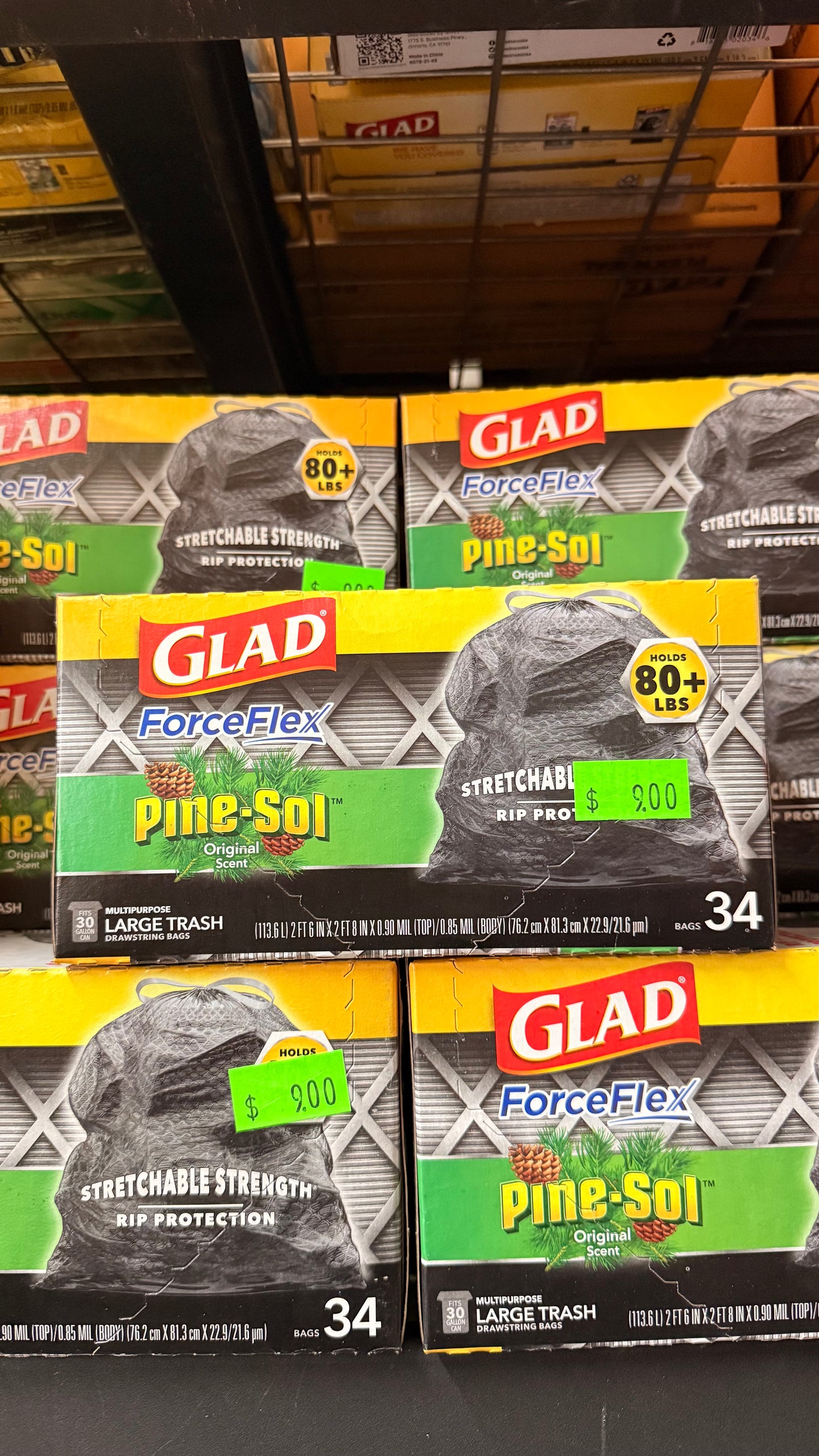 Glad Force Flex Large Trash Bags 34 count (6 pack)