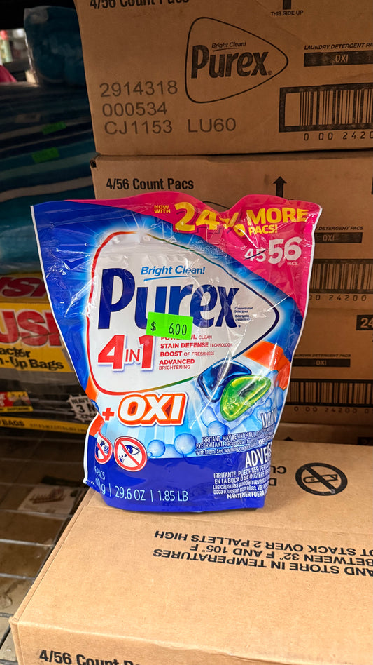 Purex 4in1 +OXI Laundry Detergent Pacs 56 ct (4 pack)