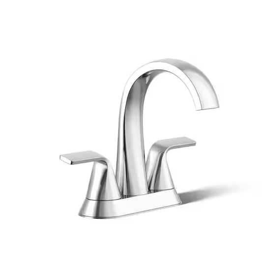 Kohler Cursiva 4 in. Centerset Double Handle Bathroom Faucet in Polished Chrome